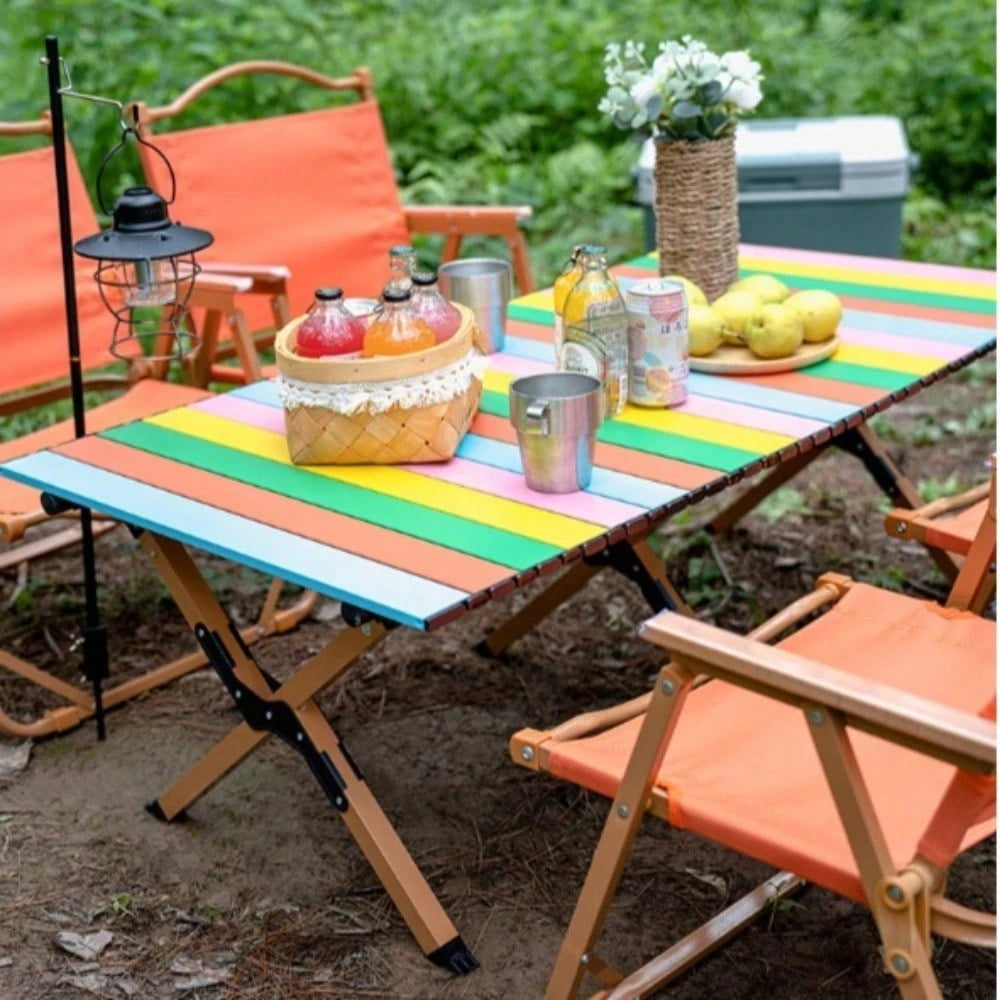 1 Piece Colorful Kermit Chair, Rainbow Foldable Outdoor Table And Chair, Portable Beach Camping Fishing Stool, Foldable Furniture For Outdoor Picnic, Fishing And Stall Use Outdoor Chairs Outdoor Furn