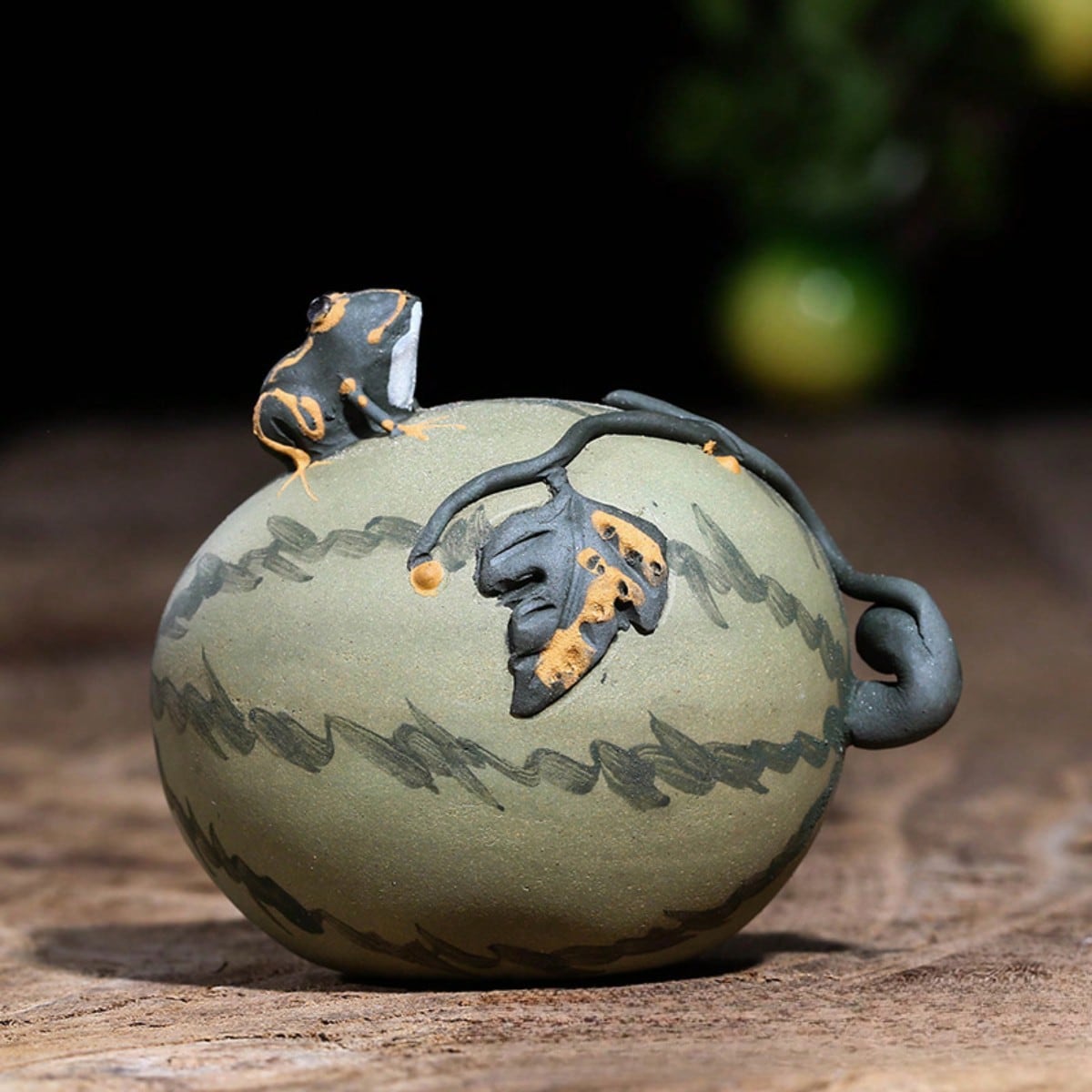 1 Piece Water Spray Tea Pet Handmade Frog Watermelon Ornament Gourd Pumpkin Vegetable Fruit Tea Playing Tea Set Accessories