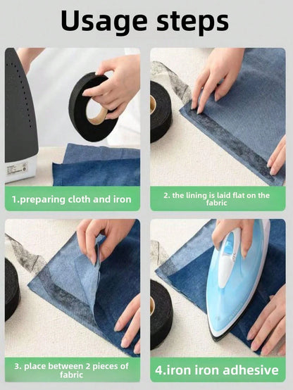 1 Roll 66 Yards Fusible Bias Tape, Double-Sided Adhesive, Strong Adhesive Washable, Hot Melt Tape With Double-Sided Backing, Seamless Edging Tape, Suitable For Altering Clothes, Pants, Jeans, Curtains