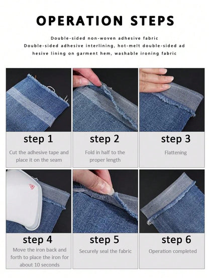 1 Roll 66 Yards Fusible Bias Tape, Double-Sided Adhesive, Strong Adhesive Washable, Hot Melt Tape With Double-Sided Backing, Seamless Edging Tape, Suitable For Altering Clothes, Pants, Jeans, Curtains