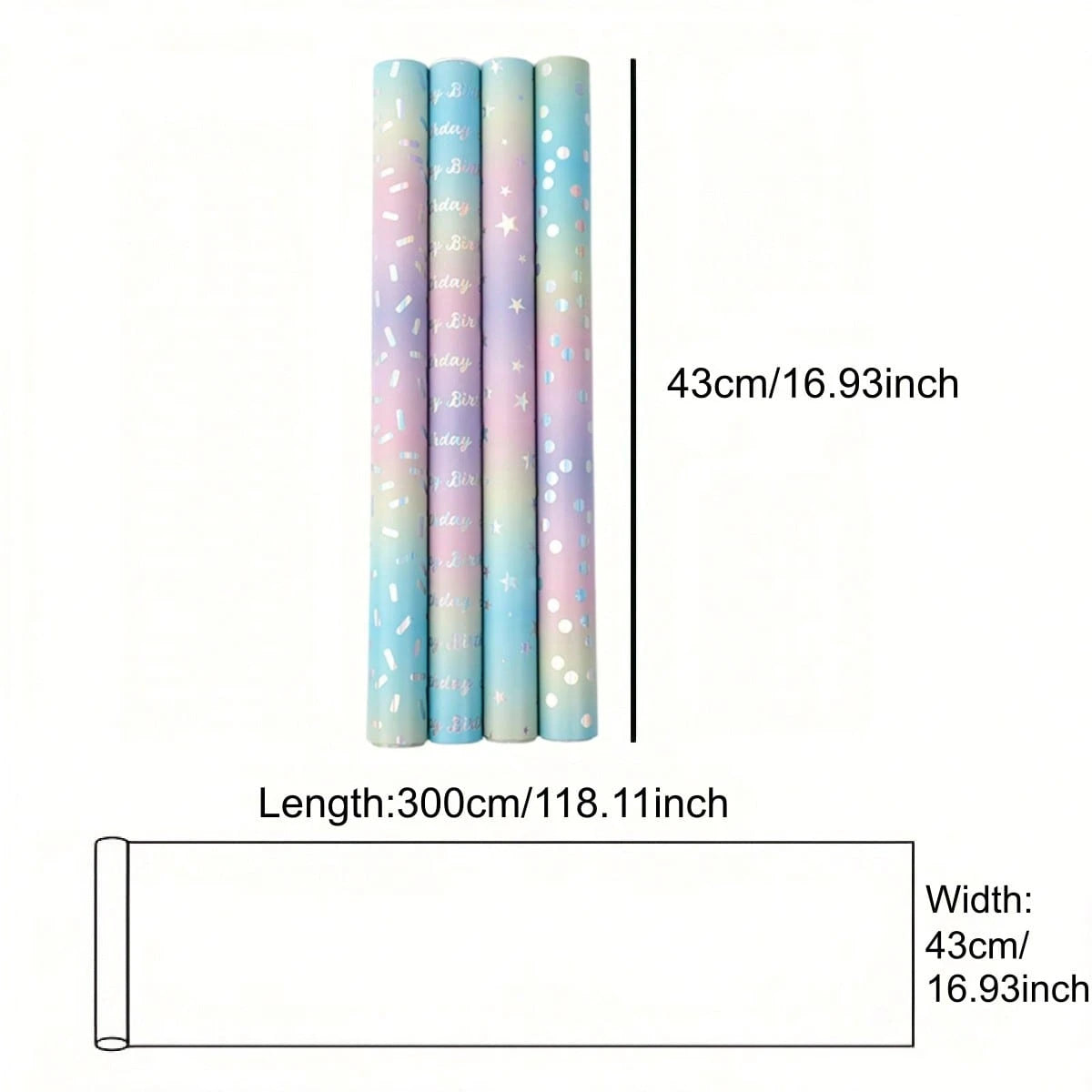 1 Roll Of Shiny Gradient Color Gift Wrapping Paper,With Shimmering Sequins,Suitable For Baby Shower Party,Gender Revealed,Children' Birthday Party