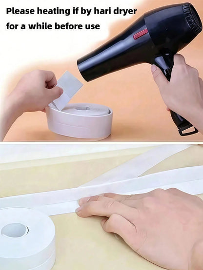 1 Roll PVC Waterproof Sealing Strip, Self-Adhesive Anti-Crack Caulk For Sink, Stove, Floor Corners, Bathroom, Toilet And Bathtub, Mold And Moisture Proof, Offers Neat Sealing Effect