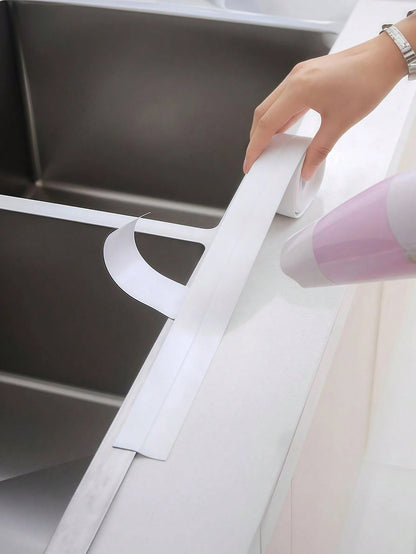 1 Roll PVC Waterproof Sealing Strip, Self-Adhesive Anti-Crack Caulk For Sink, Stove, Floor Corners, Bathroom, Toilet And Bathtub, Mold And Moisture Proof, Offers Neat Sealing Effect