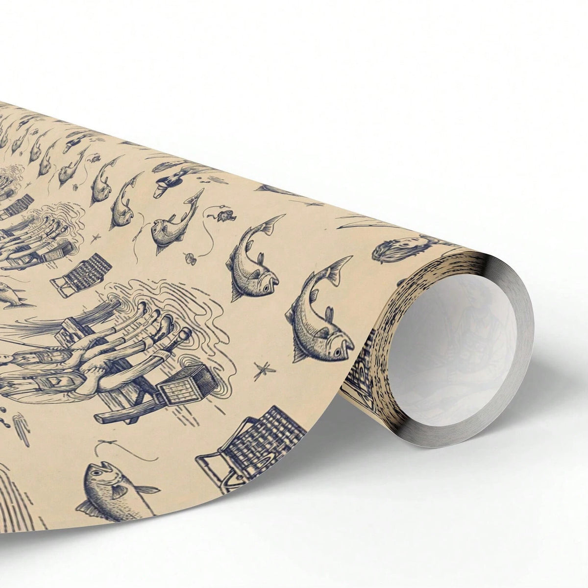 1 Roll Vintage Fishing Wrapping Paper, Father & Son, Outdoorsman Gift Wrap R For Wedding, Birthday, Baby Shower, Holiday Gifts & DIY Crafts-58 X22 Inches