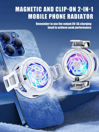 1 Set/2 Sets Phone Cooler, 2-In-1 Magnetic And Clip-On Phone Cooling Fan, Using Semiconductor Cooling Technology, 3 Working Modes, RGB Lighting Effect, USB-C Interface Gaming Phone Cooler, Suitable Fo