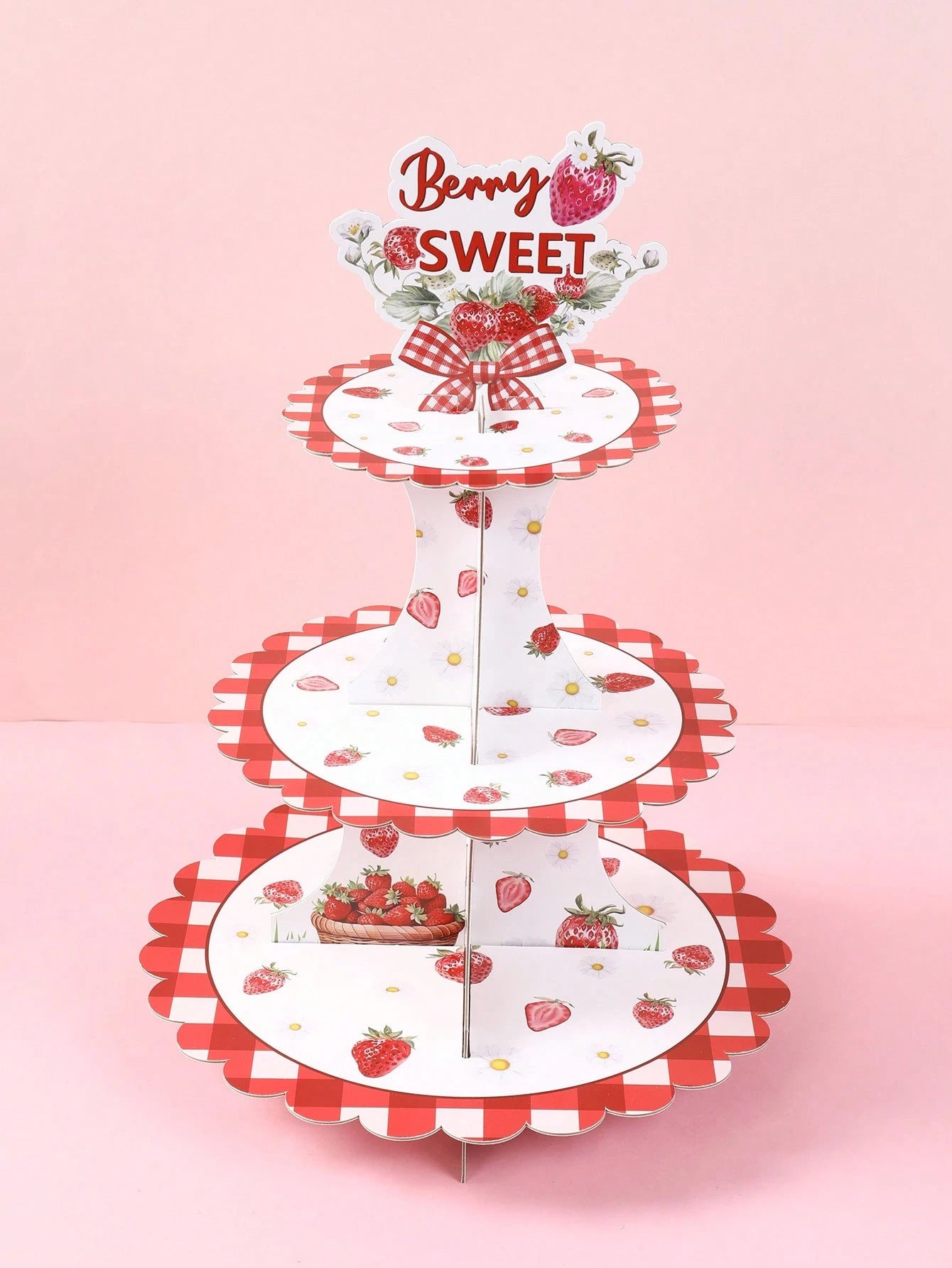 1 Set 3-Tier Strawberry Cupcake Stand, Cupcake Display Rack, Baby Shower Party Cupcake Tower, Birthday Party Tabletop Centerpiece, Birthday Dessert Cupcake Tier, Baby Shower Decor, 1st Birthday Decora