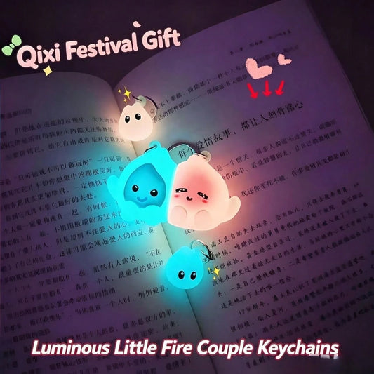 1 Set 4pcs/Pack Little Fireman Glow-In-The-Dark Magnetic Keychain Bag Charm, Cute 3D Exquisite High-End Women's Couple Accessory