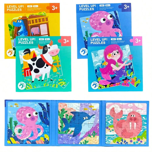 1 Set (50 Pieces) Magnetic Paper Puzzle – 3-In-1 Magnetic Puzzle Book. Educational Toy For Cognitive Development And Preschool Learning; Ideal Gift For Children Aged 3+. Perfect For Travel And On-The