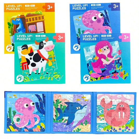 1 Set (50 Pieces) Magnetic Paper Puzzle – 3-In-1 Magnetic Puzzle Book. Educational Toy For Cognitive Development And Preschool Learning; Ideal Gift For Children Aged 3+. Perfect For Travel And On-The