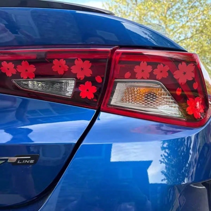 1 Set Assorted Cherry Blossom Pattern Car Stickers, Vinyl Waterproof & UV Resistant, Suitable For Car Headlights, Tail Lights, Rear Lights, JDM Exterior Accessories, DIY Car Lights, Body, Rear Glass S