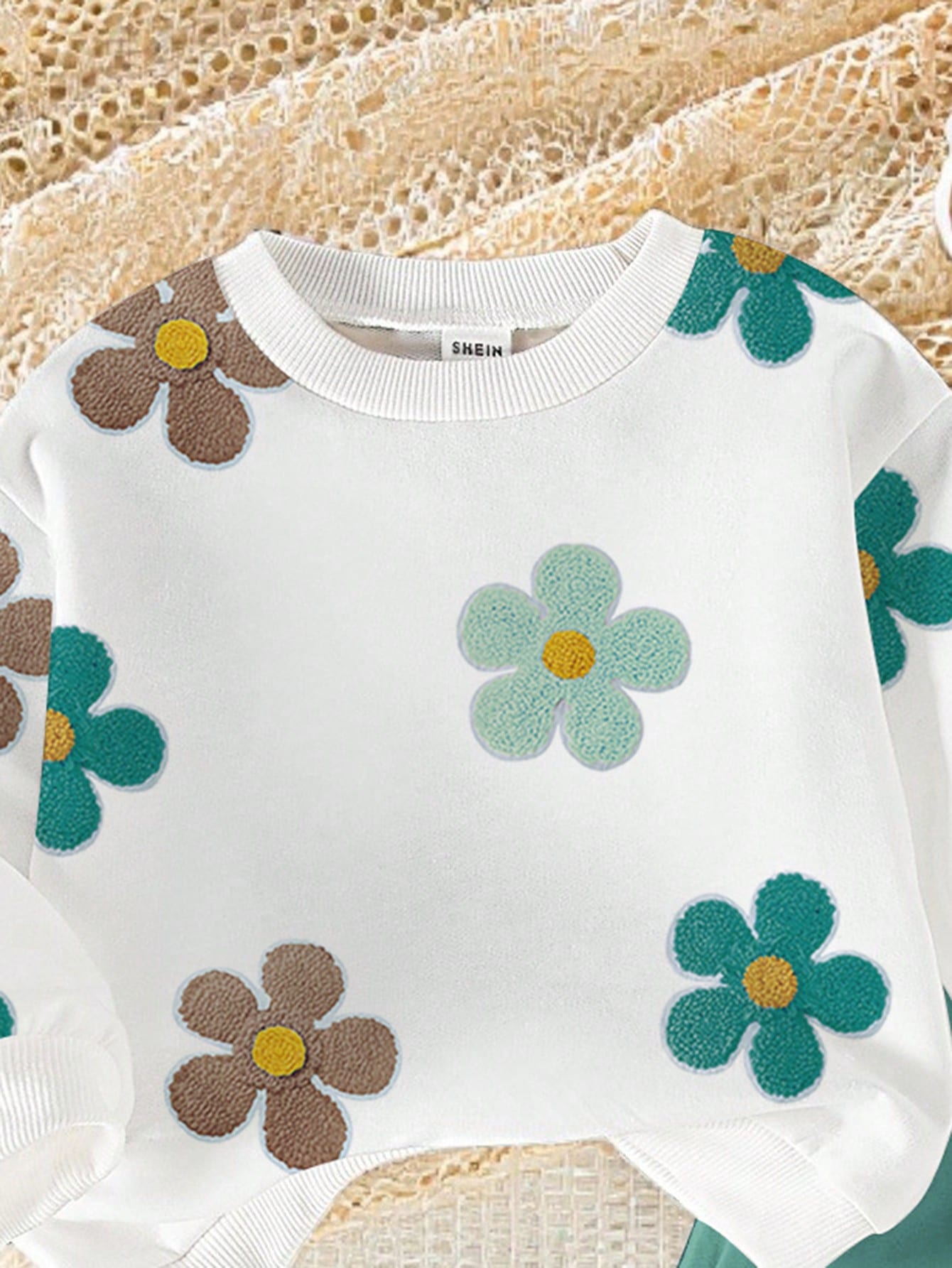 1 Set Baby Girl Casual Cute Floral Print Crew Neck Sweatshirt And Flare Pants Outfit, Autumn/Winter