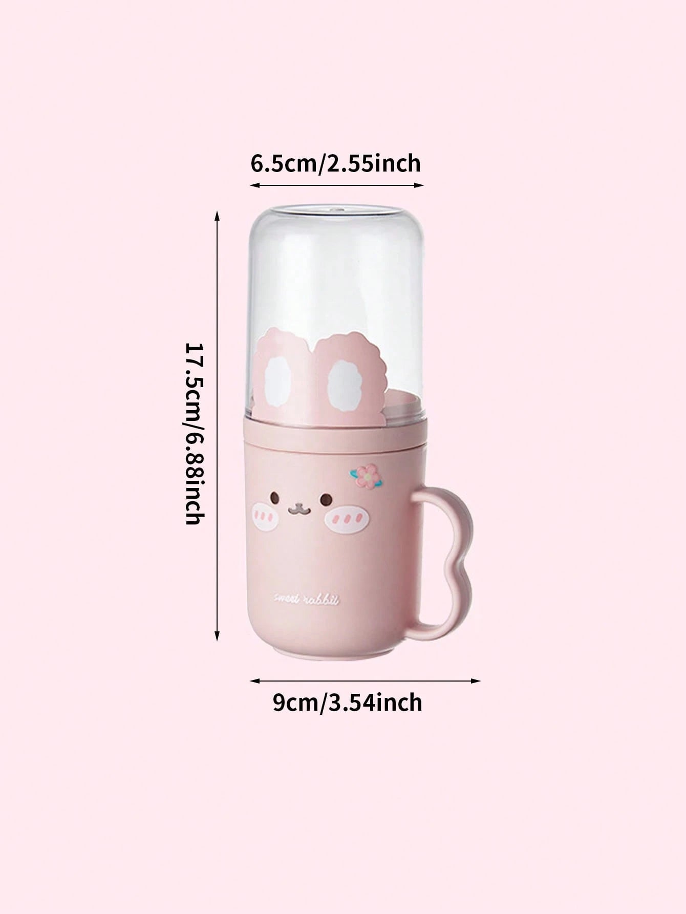 1 Set Cute Rabbit Design Travel Toothbrush Holder & Rinse Cup- Portable Plastic Toothpaste Cup, Bathroom Gargle Cup, Space-Saving Personal Hygiene Solution For Business Travel And Vacation