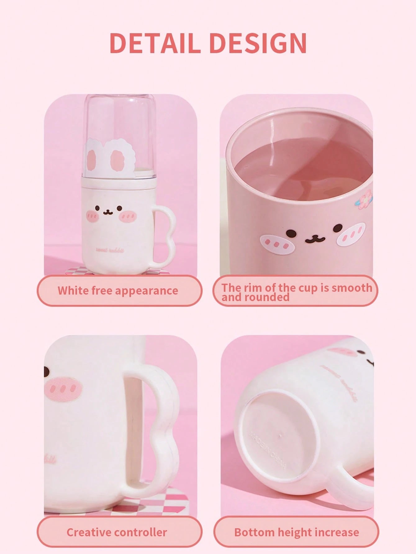 1 Set Cute Rabbit Design Travel Toothbrush Holder & Rinse Cup- Portable Plastic Toothpaste Cup, Bathroom Gargle Cup, Space-Saving Personal Hygiene Solution For Business Travel And Vacation