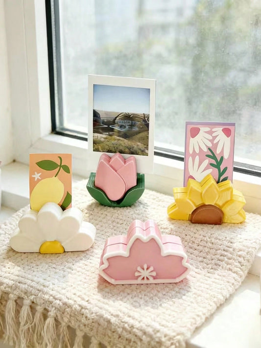 1 Set Floral Decorative Photo Frame, Desktop Photo Frame With Floral Design, Card Display Stand, Cute Desktop Decor, Suitable For Office And Bedroom, Perfect Gift For Home Decoration