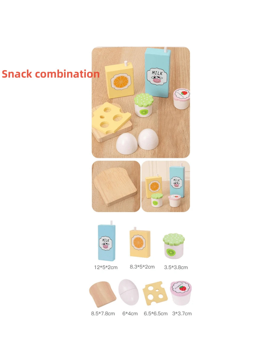 1 Set Kids Play Kitchen Toys Wooden Assorted Fake Snacks Platter, Pretend Play Realistic Vegetable & Fruit Salad Cutting Playset