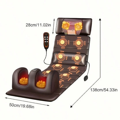 1 Set Of Large Full-Body Heating Massager With Neck And Foot Device And Massage Headrest, Lumbar Mat, Timer Vibration Massager, Comfortable And Wear-Resistant, Non-Slip Bottom, Easy To Store, Suitable