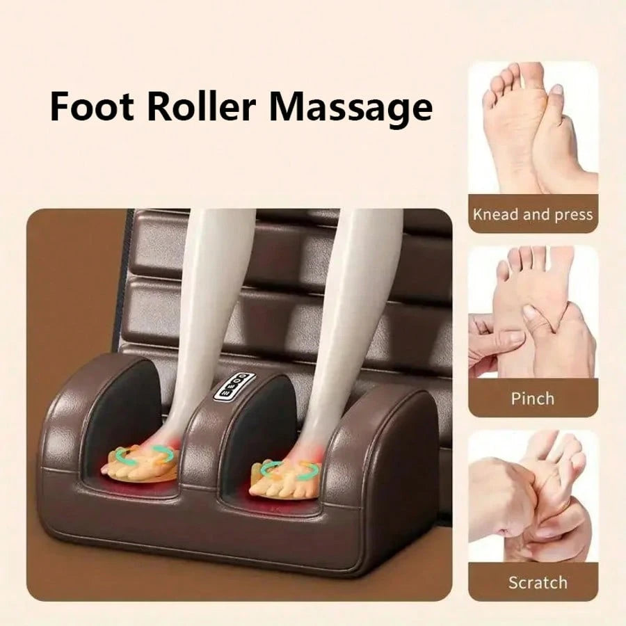 1 Set Of Large Full-Body Heating Massager With Neck And Foot Device And Massage Headrest, Lumbar Mat, Timer Vibration Massager, Comfortable And Wear-Resistant, Non-Slip Bottom, Easy To Store, Suitable