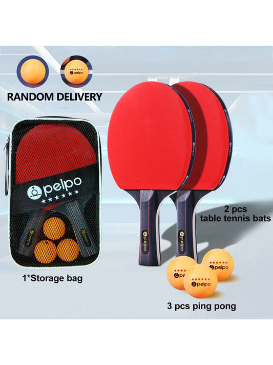 1 Set Ping Pong Paddle Set For Beginners And Advanced Players-2 Premium Quality Rackets And 3 Balls- Ideal For Professional Tournament Play (Blue Spong And Orange Sponge Is Shipped Randomly)