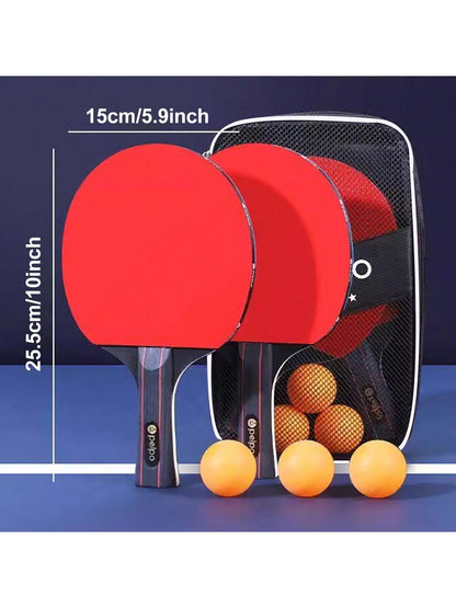 1 Set Ping Pong Paddle Set For Beginners And Advanced Players-2 Premium Quality Rackets And 3 Balls- Ideal For Professional Tournament Play (Blue Spong And Orange Sponge Is Shipped Randomly)