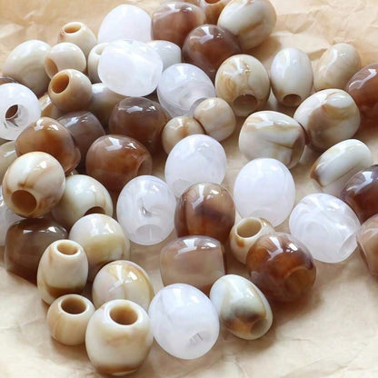 10/36/66/88/100/120/160Pcs Ink Wash Tie Dye Large Hole Barrel Beads Straight Loose Beads DIY Handmade Bracelet Necklace Spacer Beads Accessories Vintage Earth Tone Glossy Beading Materials Random Styl