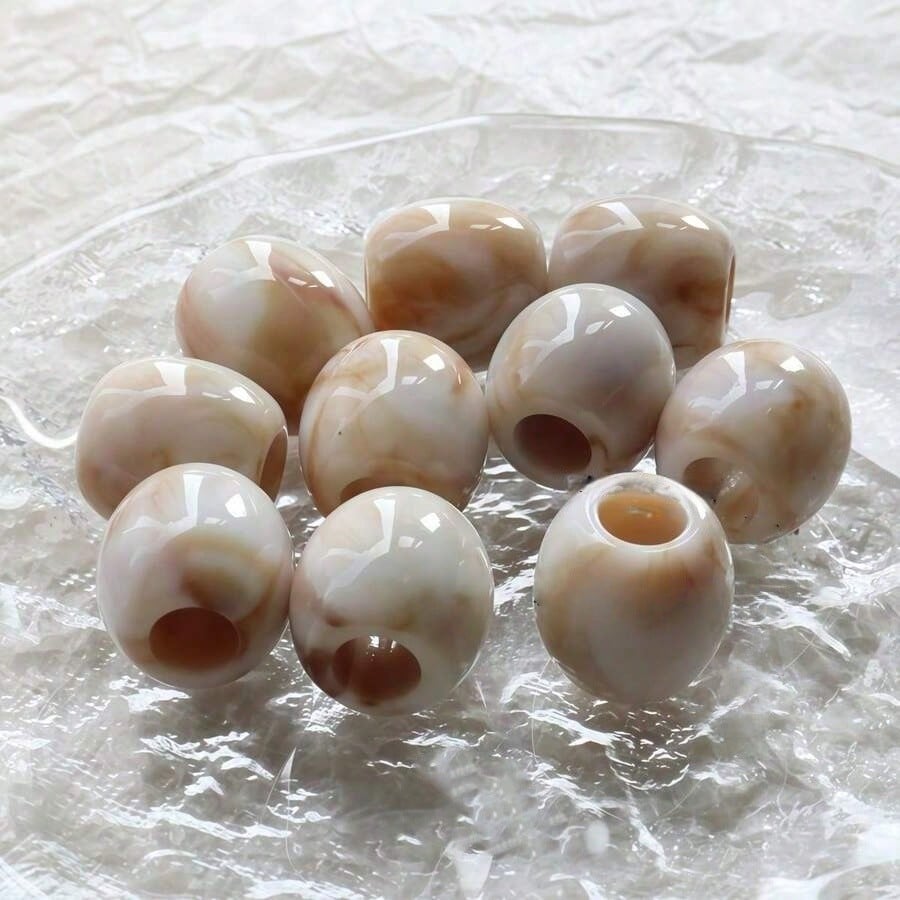 10/36/66/88/100/120/160Pcs Ink Wash Tie Dye Large Hole Barrel Beads Straight Loose Beads DIY Handmade Bracelet Necklace Spacer Beads Accessories Vintage Earth Tone Glossy Beading Materials Random Styl