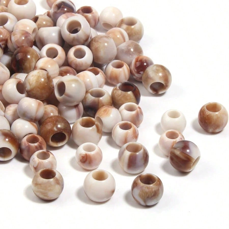 10/36/66/88/100/120/160Pcs Ink Wash Tie Dye Large Hole Barrel Beads Straight Loose Beads DIY Handmade Bracelet Necklace Spacer Beads Accessories Vintage Earth Tone Glossy Beading Materials Random Styl
