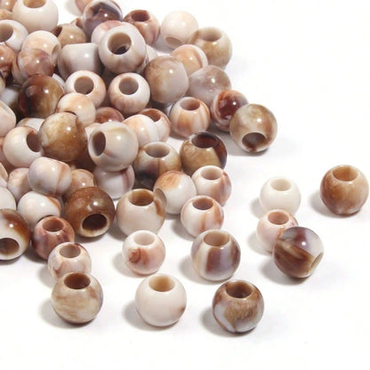 10/36/66/88/100/120/160Pcs Ink Wash Tie Dye Large Hole Barrel Beads Straight Loose Beads DIY Handmade Bracelet Necklace Spacer Beads Accessories Vintage Earth Tone Glossy Beading Materials Random Styl