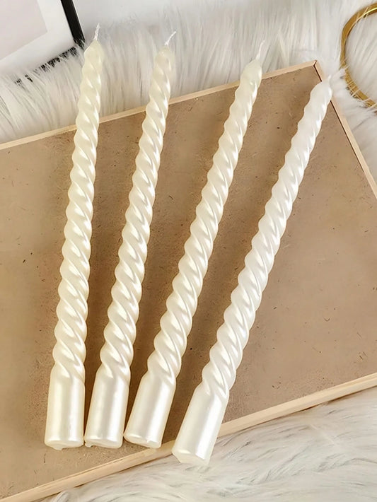 10-Inch 2.0*25cm White Taper Candle Set (4pcs), Real Dripless Taper Candles, 8-Hour Clean Burning Candle Sticks, Elegant Dinner Candles, Wedding Candles