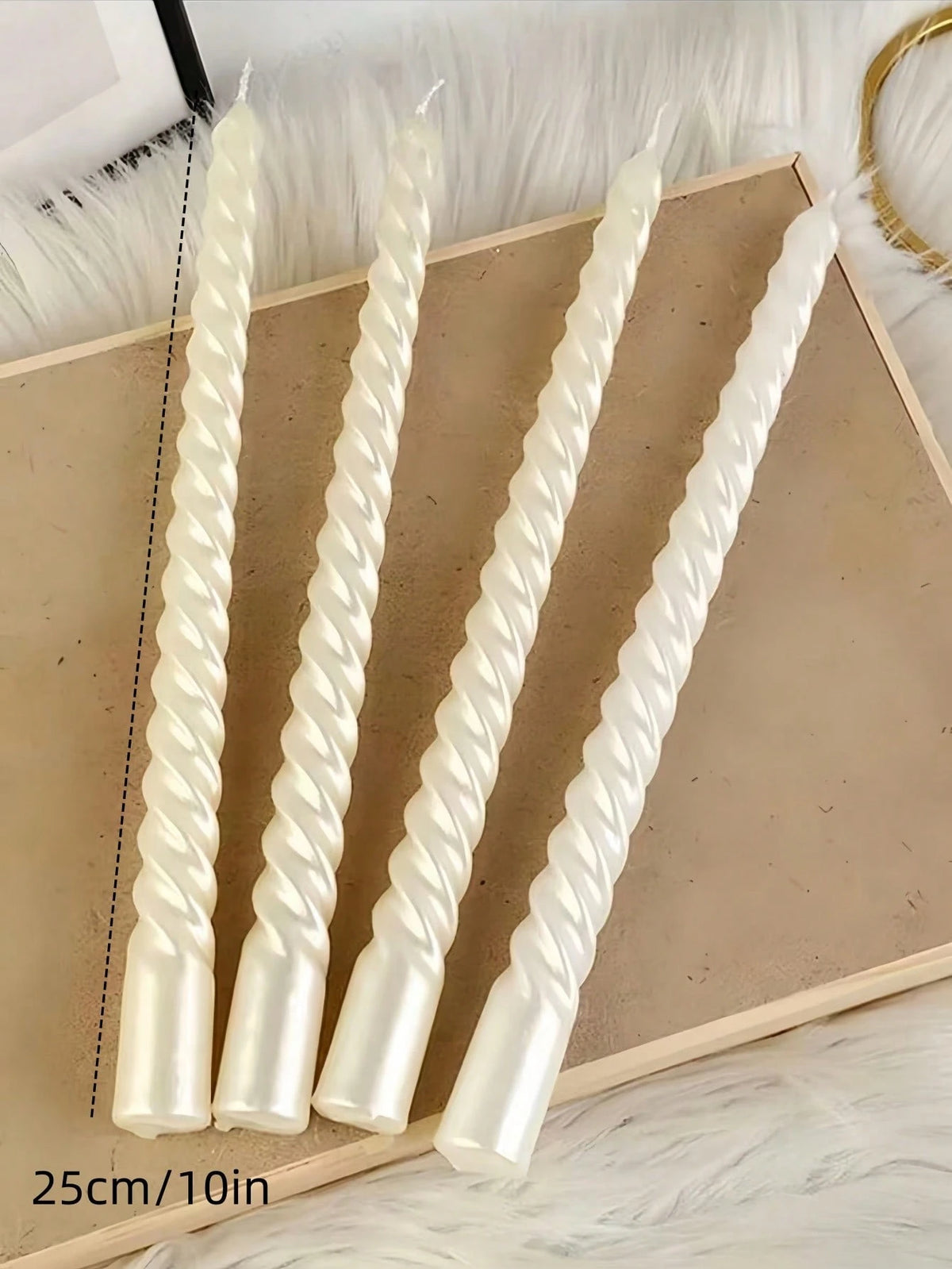 10-Inch 2.0*25cm White Taper Candle Set (4pcs), Real Dripless Taper Candles, 8-Hour Clean Burning Candle Sticks, Elegant Dinner Candles, Wedding Candles