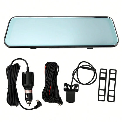 10 Inch IPS Touch Mirror Dash Cam Dual 1080P Front Rear 140° Wide Angle Waterproof Backup Cam G-Sensor Loop Recording Parking Guide Supports 64GB TF Card For All Vehicles Viral Driving Recorder Gift F
