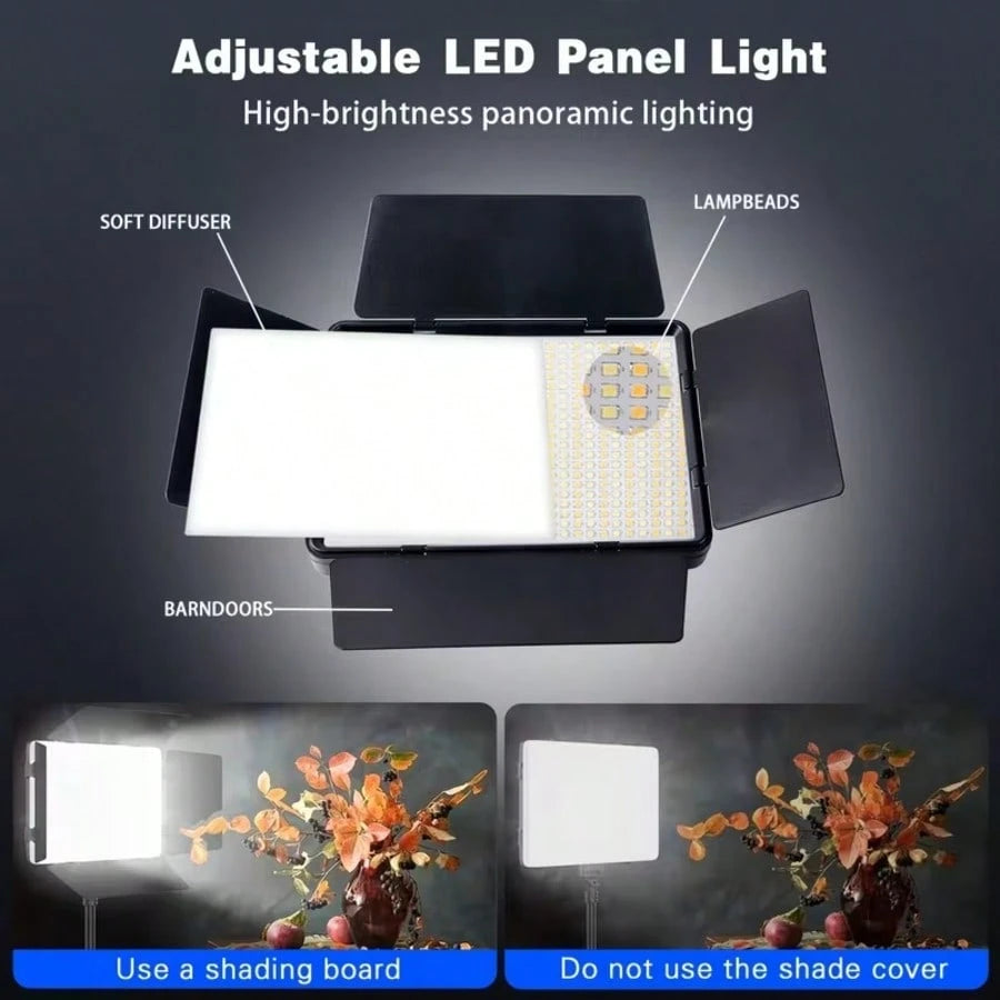 10-Inch LED Panel Light, Comes With A 63-Inch Adjustable Tripod And Universal Phone Holder, 3 Color Temperatures And 10 Brightness Levels, USB Powered- LED Square Fill Light, Dimmable Video Light, Su