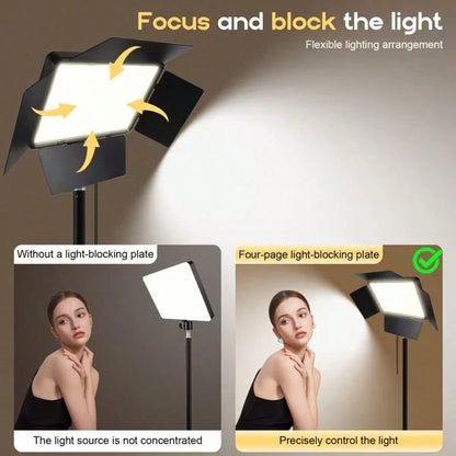 10-Inch LED Panel Light, Comes With A 63-Inch Adjustable Tripod And Universal Phone Holder, 3 Color Temperatures And 10 Brightness Levels, USB Powered- LED Square Fill Light, Dimmable Video Light, Su