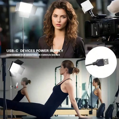 10-Inch LED Panel Light, Comes With A 63-Inch Adjustable Tripod And Universal Phone Holder, 3 Color Temperatures And 10 Brightness Levels, USB Powered- LED Square Fill Light, Dimmable Video Light, Su