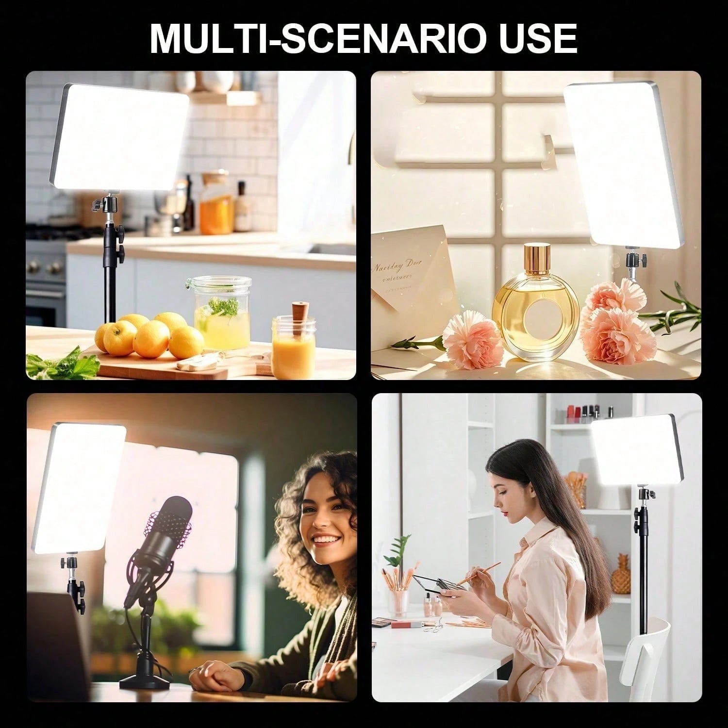 10 Inch LED Square Light With Adjustable Tripod (42cm Extension Rod Extends To 160cm), Two-Piece Design, Cool Black Tripod, 3 Color Modes, Multifunctional Fill Light For Selfies/Makeup/Live Streaming