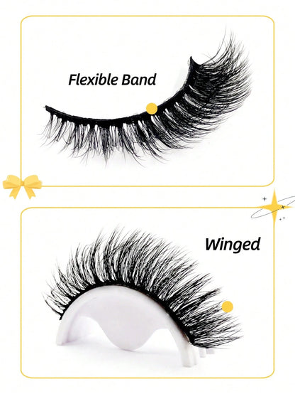 10 Pairs Cat Eye Effect False Eyelashes, Fluffy And Soft Black Lash Stems, Delicate And Natural, Dense Faux Mink, Full Strip Fake Lashes