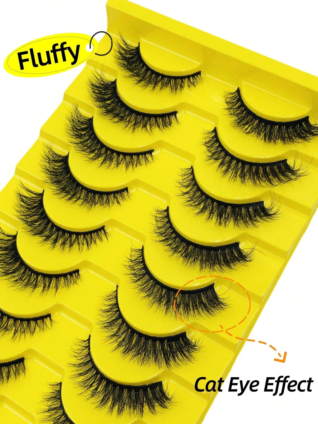 10 Pairs Cat Eye Effect False Eyelashes, Fluffy And Soft Black Lash Stems, Delicate And Natural, Dense Faux Mink, Full Strip Fake Lashes