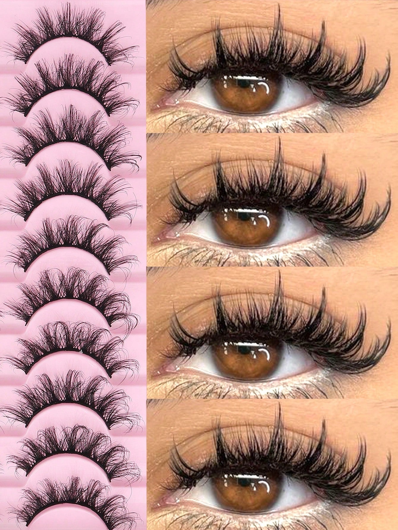 10 Pairs Fluffy 3D Faux Mink Eyelashes, Soft & Full Cat Eye Style Look Like Real Lashes Extended, Natural Look 3D Fluffy Cat Eye Lashes, Faux Mink Full Strip Lashes, Suitable For Any Casual Occasion S