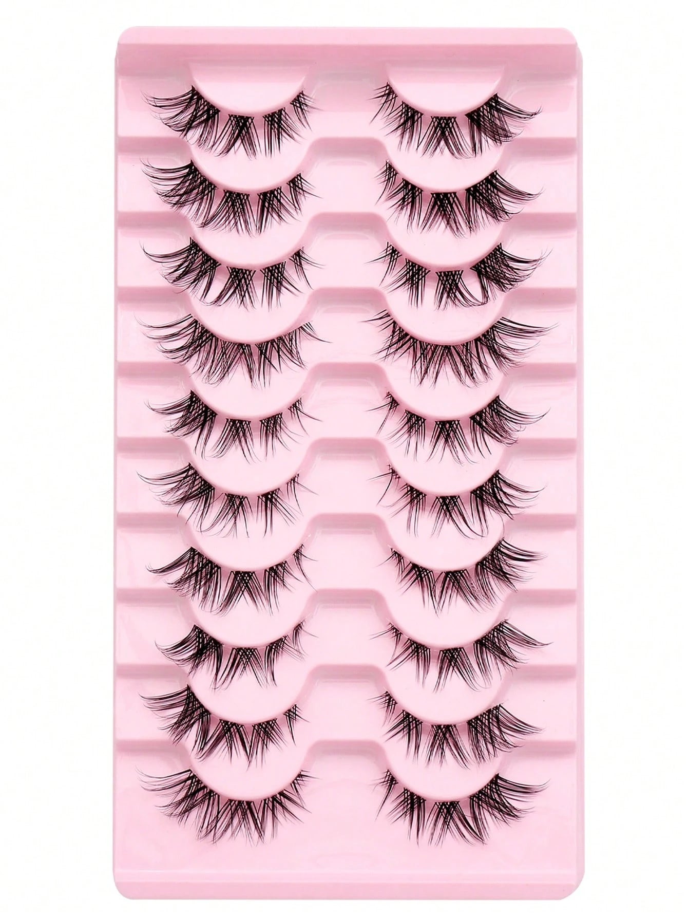 10 Pairs Fluffy 3D Faux Mink Eyelashes, Soft & Full Cat Eye Style Look Like Real Lashes Extended, Natural Look 3D Fluffy Cat Eye Lashes, Faux Mink Full Strip Lashes, Suitable For Any Casual Occasion S