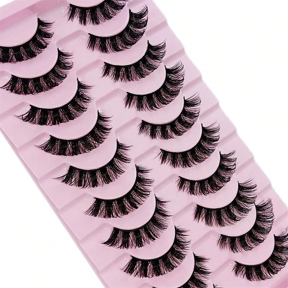 10 Pairs Of Russian False Eyelashes, Fluffy Mink Fur False Eyelashes, 3D Stereoscopic False Eyelashes, Slim And Curled, Eyelash Grafting Set, Whole False Eyelashes, Can Elongate And Thicken The Eye Ta
