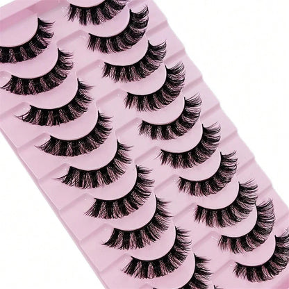 10 Pairs Of Russian False Eyelashes, Fluffy Mink Fur False Eyelashes, 3D Stereoscopic False Eyelashes, Slim And Curled, Eyelash Grafting Set, Whole False Eyelashes, Can Elongate And Thicken The Eye Ta