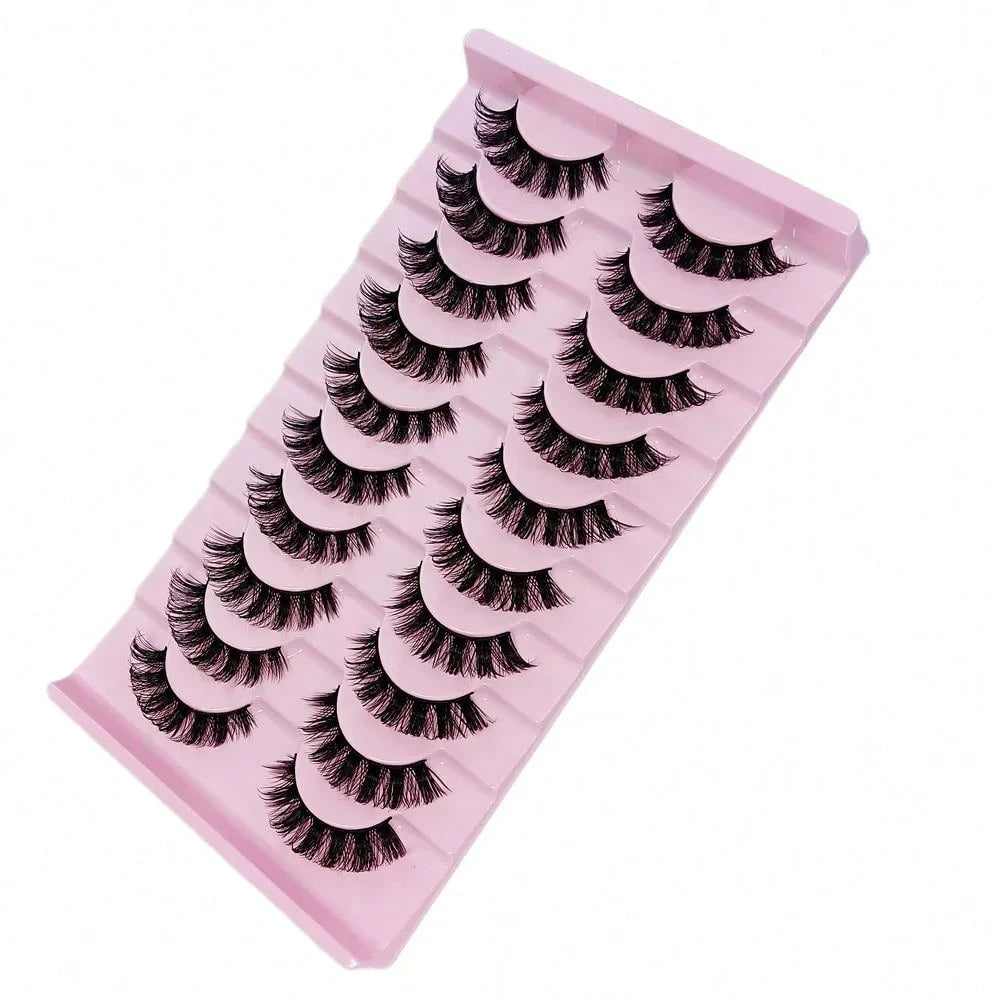 10 Pairs Of Russian False Eyelashes, Fluffy Mink Fur False Eyelashes, 3D Stereoscopic False Eyelashes, Slim And Curled, Eyelash Grafting Set, Whole False Eyelashes, Can Elongate And Thicken The Eye Ta