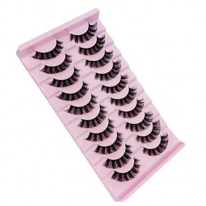 10 Pairs Of Russian False Eyelashes, Fluffy Mink Fur False Eyelashes, 3D Stereoscopic False Eyelashes, Slim And Curled, Eyelash Grafting Set, Whole False Eyelashes, Can Elongate And Thicken The Eye Ta