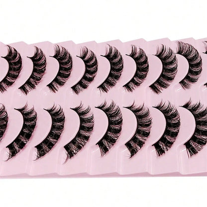10 Pairs Of Russian False Eyelashes, Fluffy Mink Fur False Eyelashes, 3D Stereoscopic False Eyelashes, Slim And Curled, Eyelash Grafting Set, Whole False Eyelashes, Can Elongate And Thicken The Eye Ta
