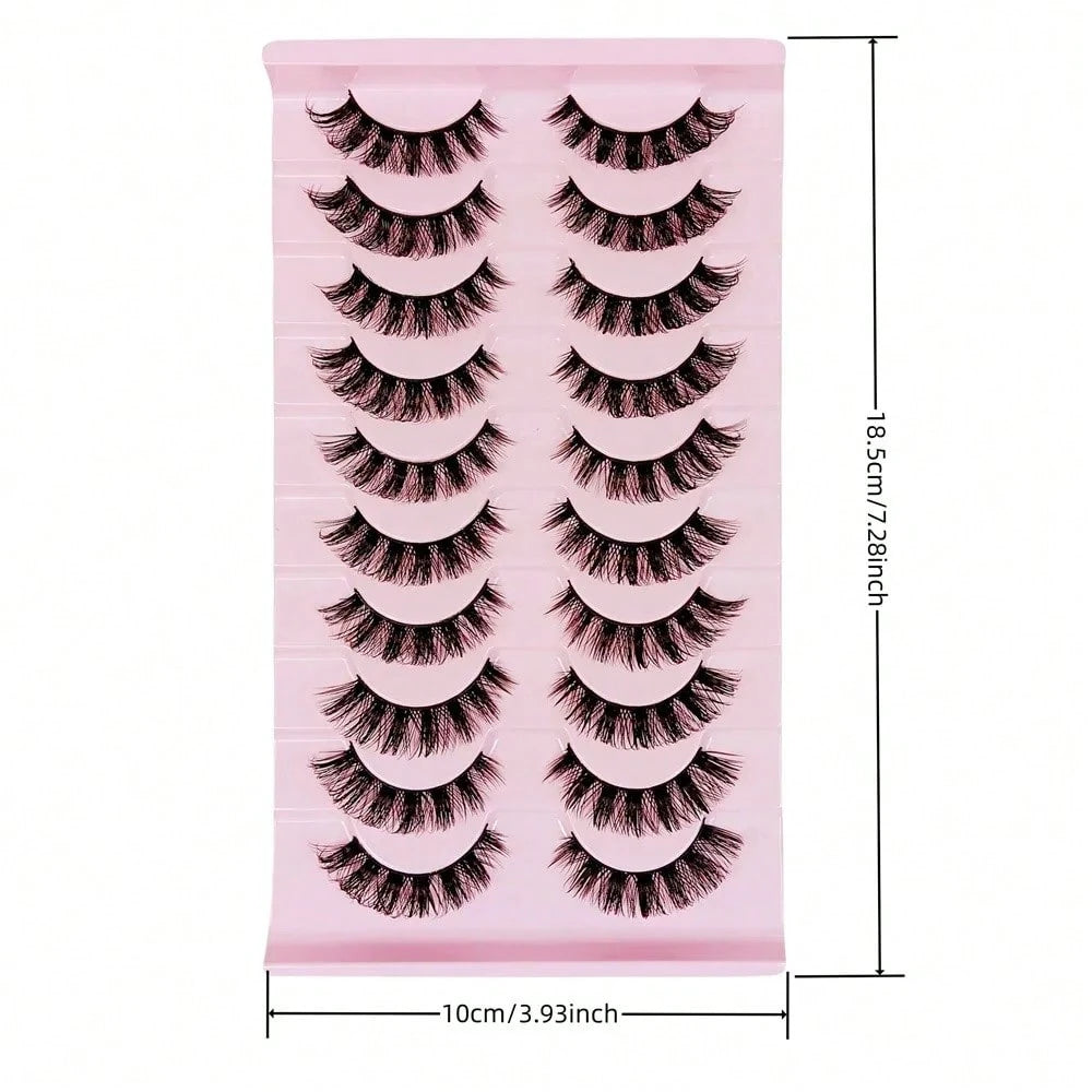 10 Pairs Of Russian False Eyelashes, Fluffy Mink Fur False Eyelashes, 3D Stereoscopic False Eyelashes, Slim And Curled, Eyelash Grafting Set, Whole False Eyelashes, Can Elongate And Thicken The Eye Ta