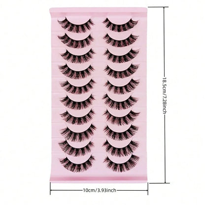 10 Pairs Of Russian False Eyelashes, Fluffy Mink Fur False Eyelashes, 3D Stereoscopic False Eyelashes, Slim And Curled, Eyelash Grafting Set, Whole False Eyelashes, Can Elongate And Thicken The Eye Ta