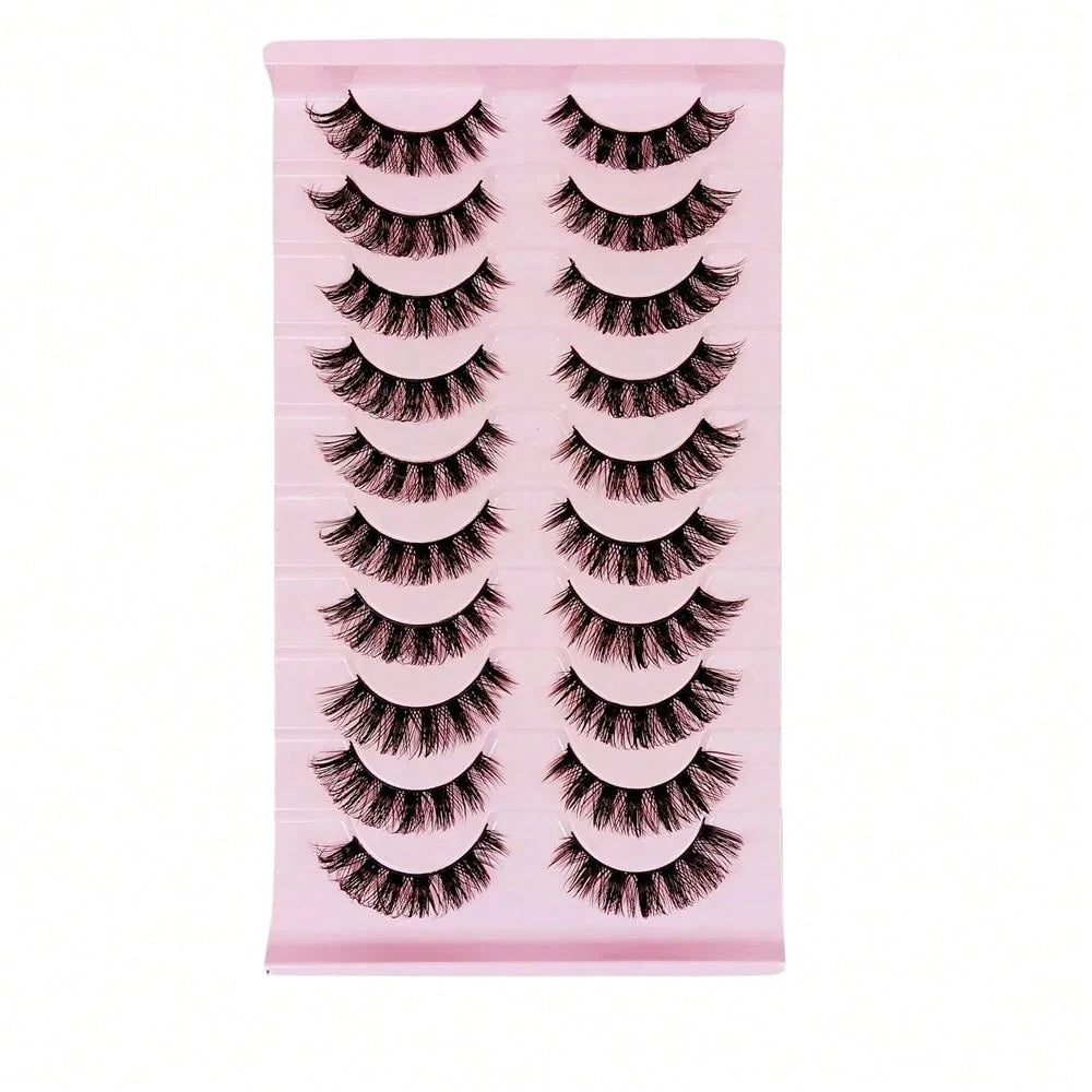 10 Pairs Of Russian False Eyelashes, Fluffy Mink Fur False Eyelashes, 3D Stereoscopic False Eyelashes, Slim And Curled, Eyelash Grafting Set, Whole False Eyelashes, Can Elongate And Thicken The Eye Ta
