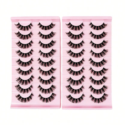 10 Pairs Of Russian False Eyelashes, Fluffy Mink Fur False Eyelashes, 3D Stereoscopic False Eyelashes, Slim And Curled, Eyelash Grafting Set, Whole False Eyelashes, Can Elongate And Thicken The Eye Ta