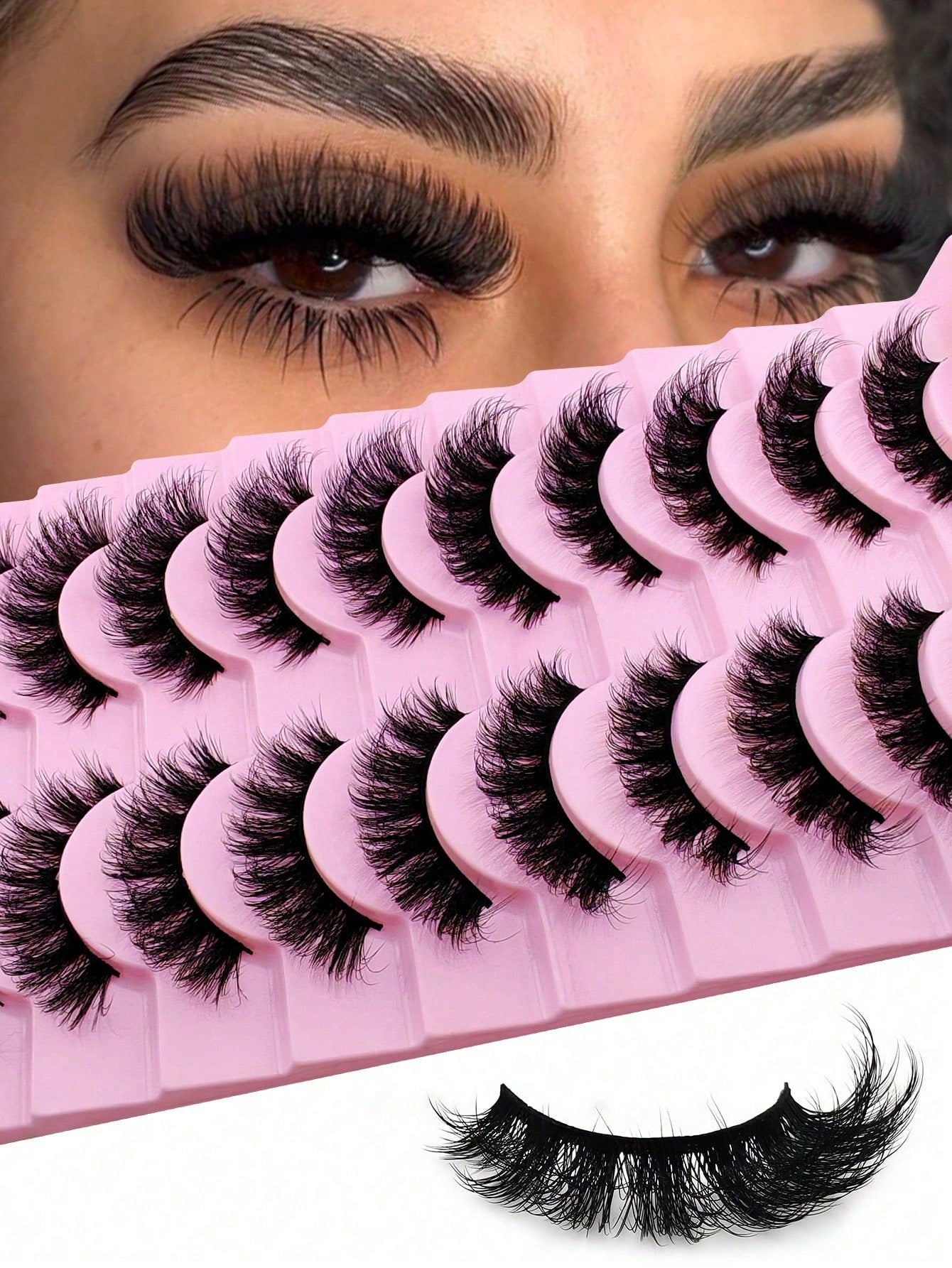 10 Pairs Of Russian False Eyelashes, Russian Thick False Eyelashes, Creating Dramatic And Messy Mink Fur False Eyelashes, Eyelash Grafting Set, Whole False Eyelashes