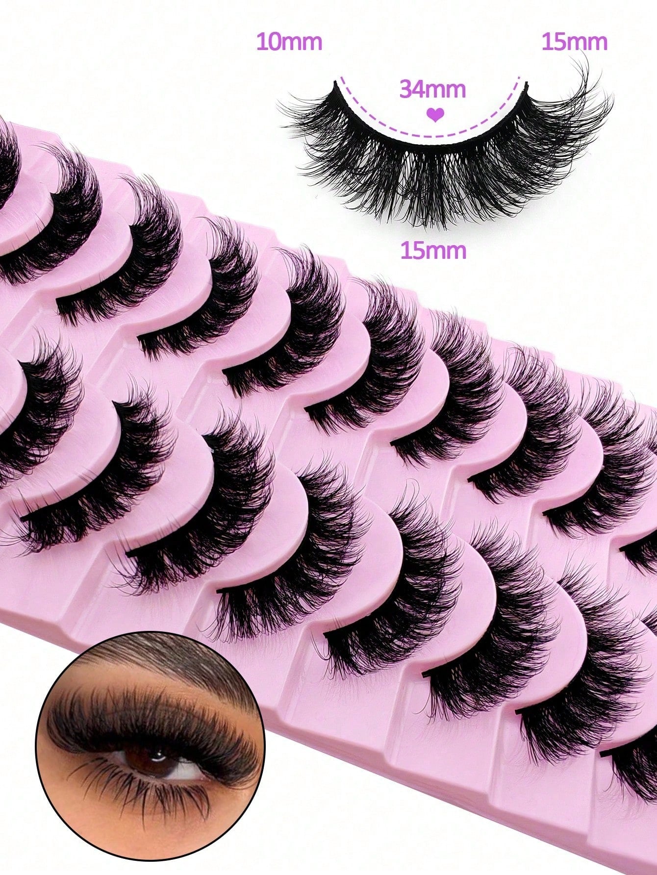 10 Pairs Of Russian False Eyelashes, Russian Thick False Eyelashes, Creating Dramatic And Messy Mink Fur False Eyelashes, Eyelash Grafting Set, Whole False Eyelashes