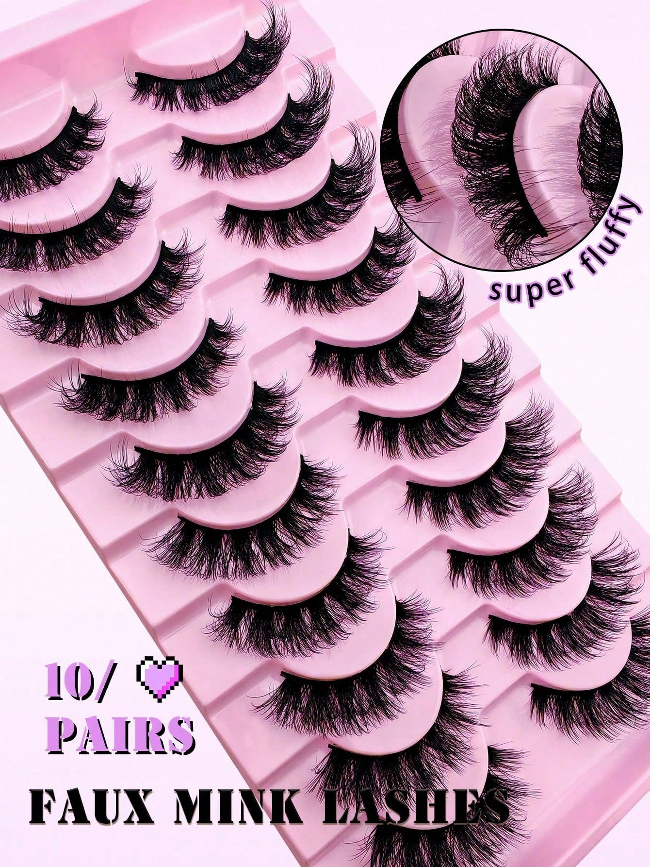 10 Pairs Of Russian False Eyelashes, Russian Thick False Eyelashes, Creating Dramatic And Messy Mink Fur False Eyelashes, Eyelash Grafting Set, Whole False Eyelashes